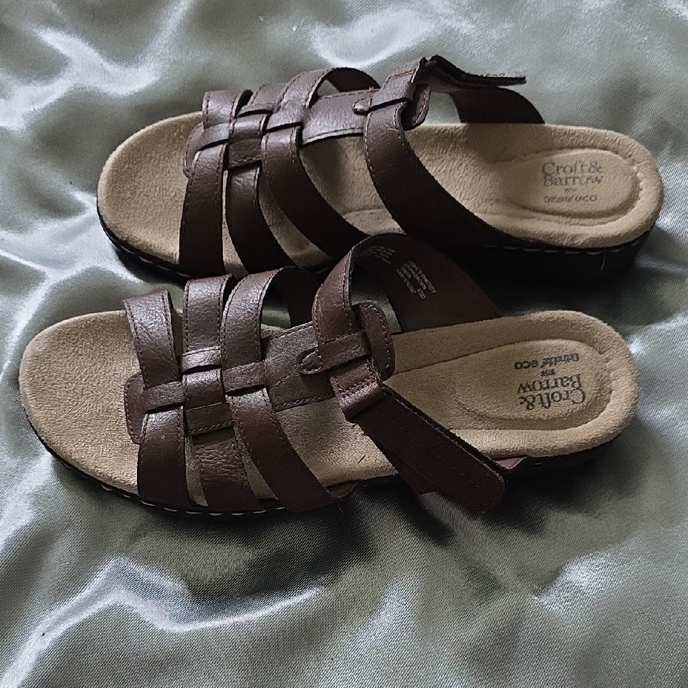 Croft & Barrow Dark Brown Leather Sandals